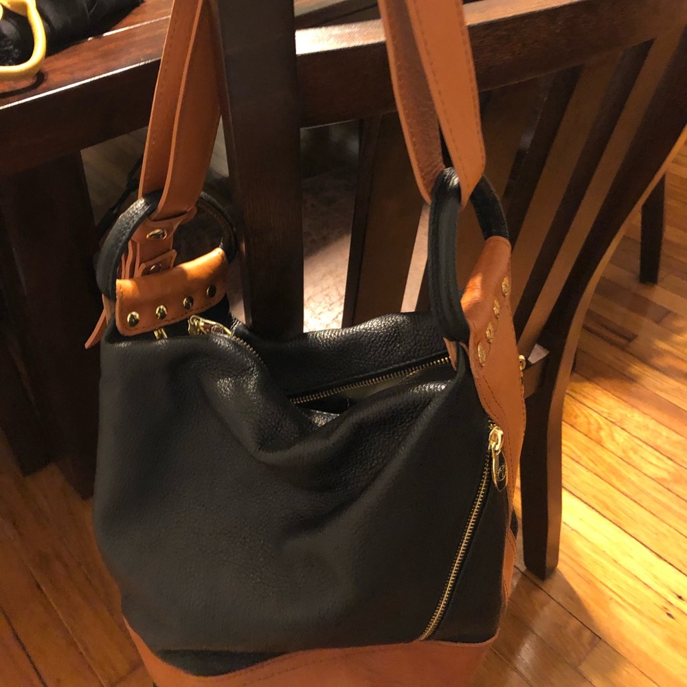 Valentina Italian leather handbag black/brown